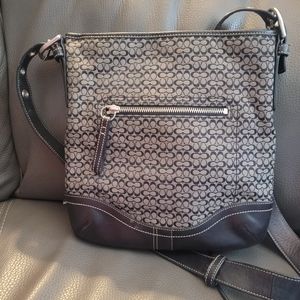 Coach Black Signature C Leather Trim Crossbody Bag